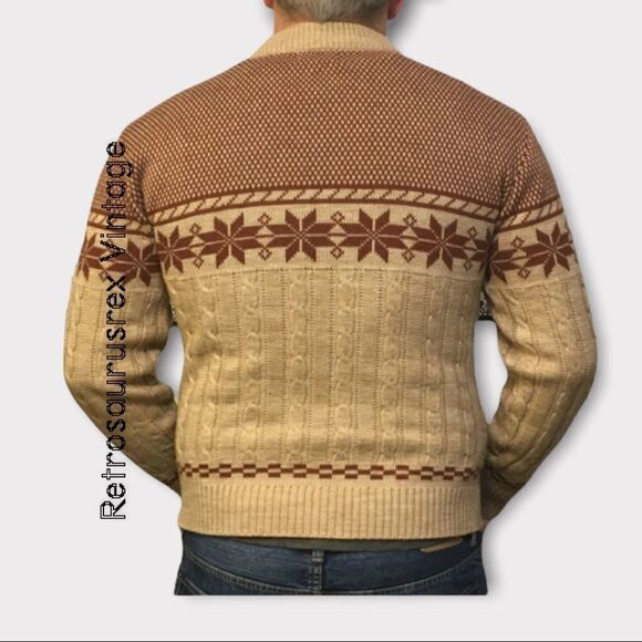 VINTAGE men’s snowflake winter pullover sweater size large - Picture 3 of 4